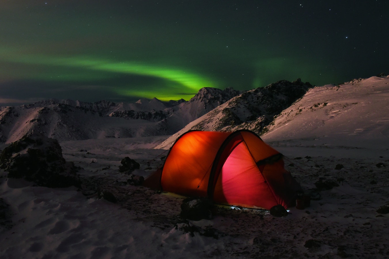 winter camping sky