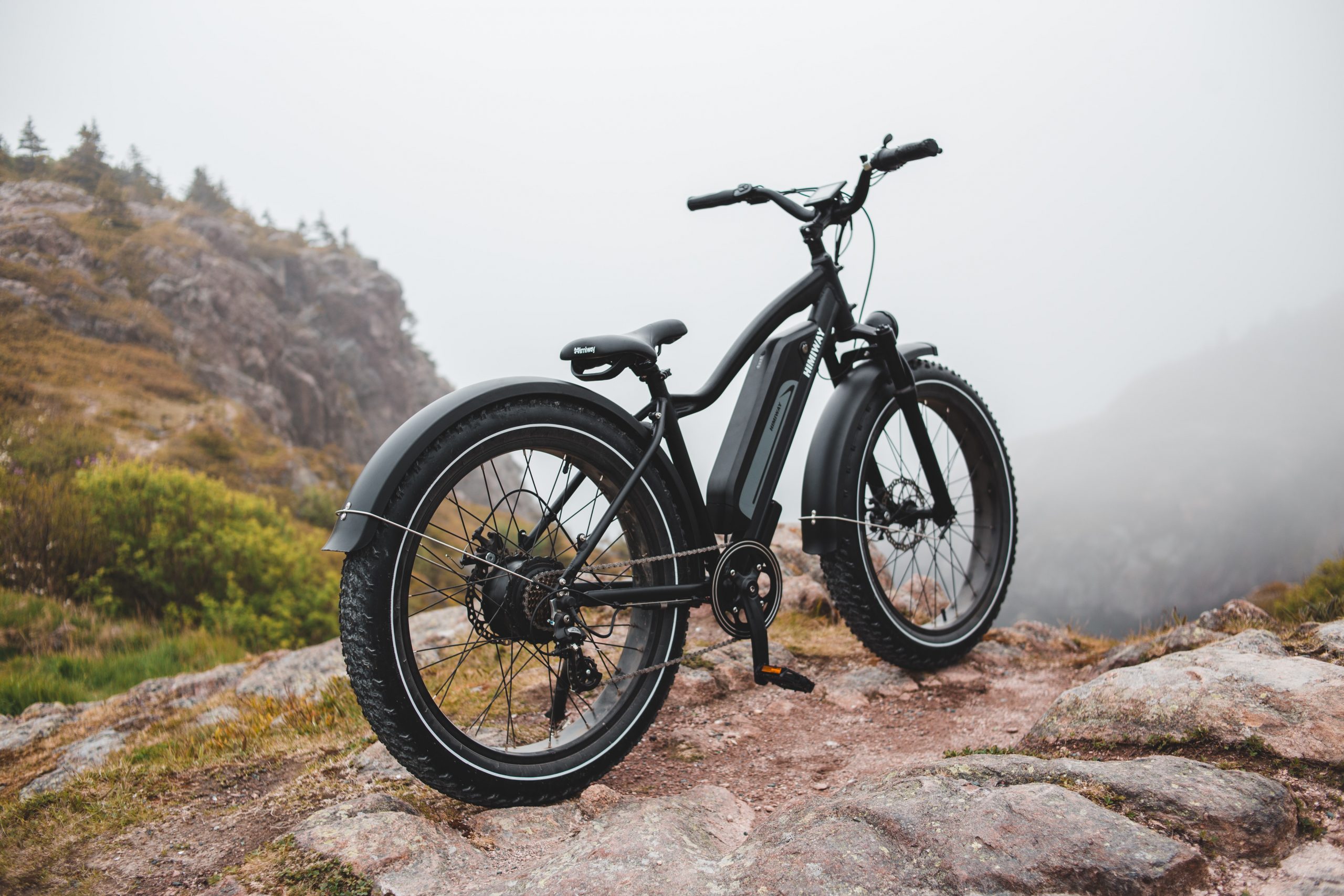 electric bike on mountain fog